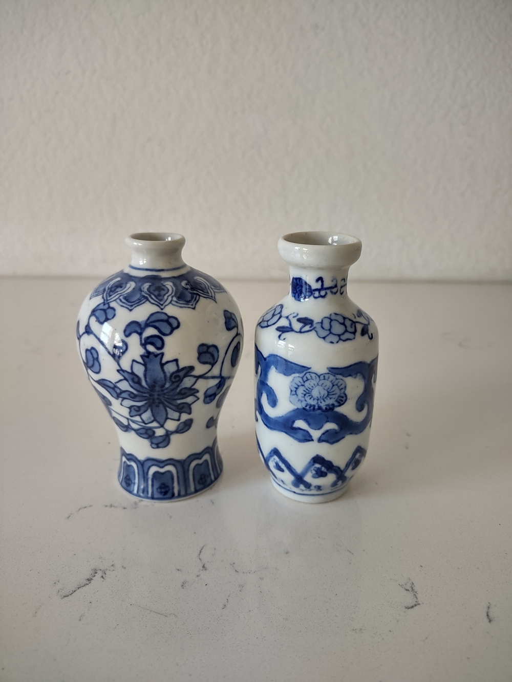 Blue and White Porcelain Mini Vases - Decorative Home Accents